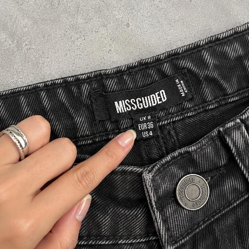 Missguided Washed Black Wide Leg Jeans US 4 - Picture 4 of 6